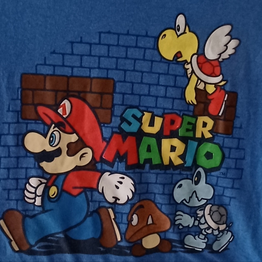XS Super Mario Brother Blue Boys T-shirt Koopah Skeleton Koopah TEE Shirt
